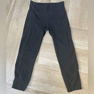 Athleta Cropped Black Mesh Leggings